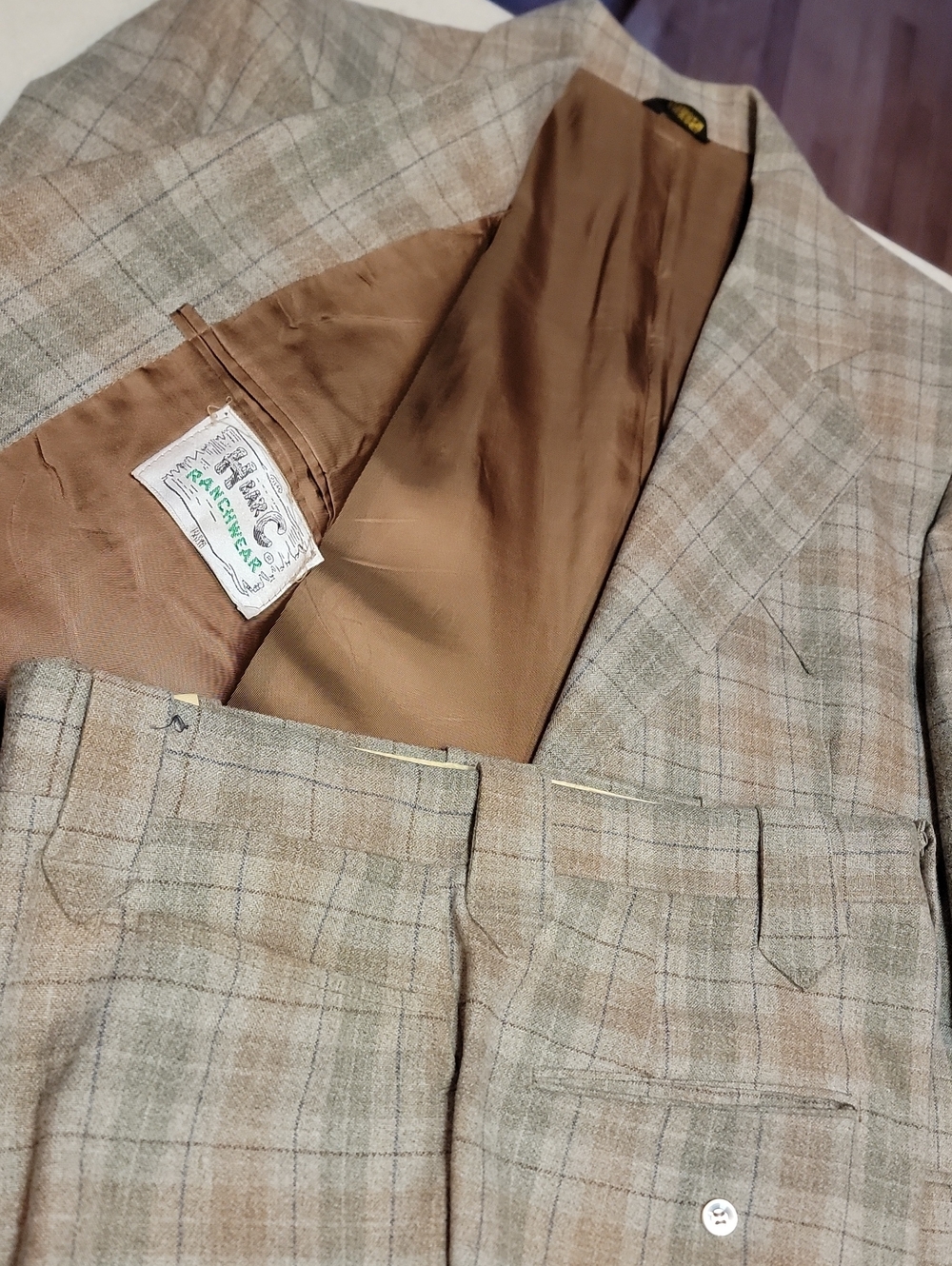 Vintage H Bar C California Ranchwear Plaid Western Suit VTG 70s 40/42 Reg READ